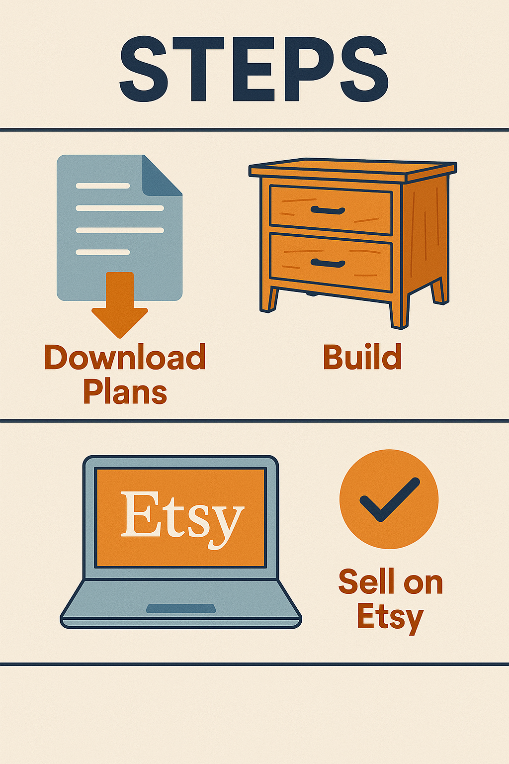 Download, Build, Sell Steps