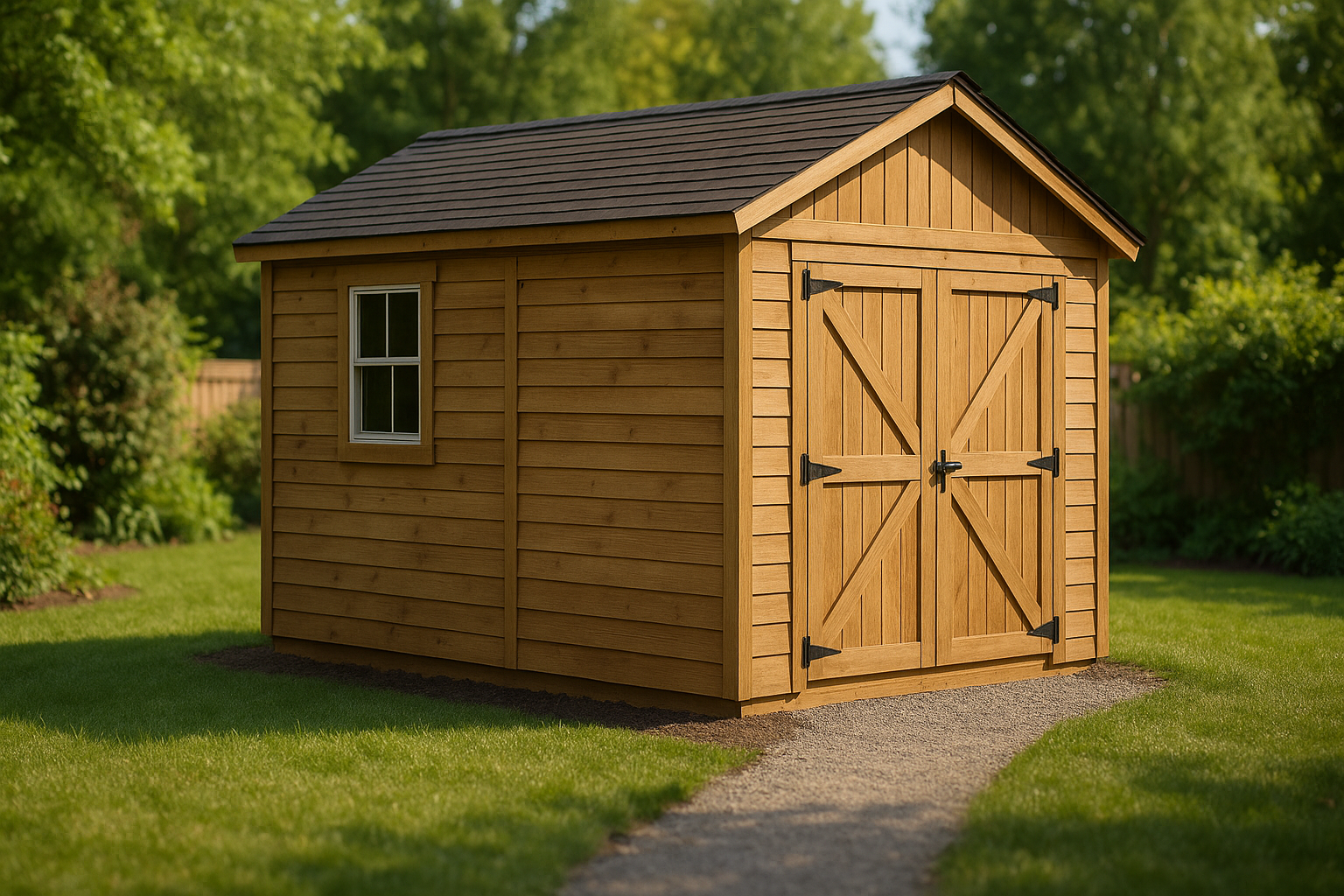 12×8 backyard shed built from the free printable plans